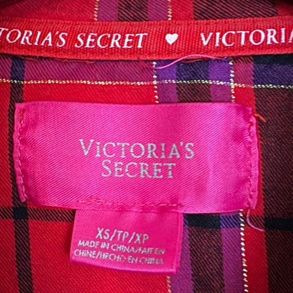 Victoria’s Secret Red Plaid Flannel Pajama Shirt Dress Size XS - Picture 3 of 5